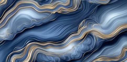 Obraz premium The background is an abstract watercolor paint background with dark blue gradient color and fluid curve lines texture.