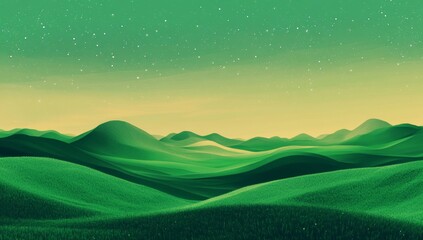 Obraz premium An abstract green landscape wallpaper background illustration design with hills and mountains