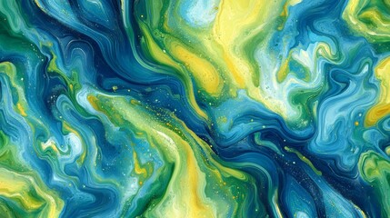 Obraz premium Backgrounds with acrylic liquid art marblings, and trendy ocean blue and mint green wallpapers.