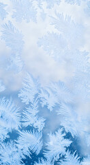 Obraz premium Texture of ice patterns on glass in winter frost. Christmas background with frosty pattern. Winter background concept.
