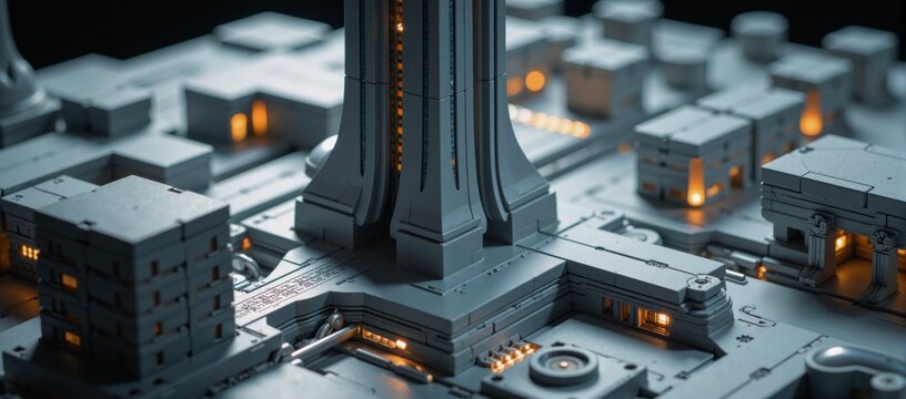 Futuristic city mock-up with high detail professional quality photograph