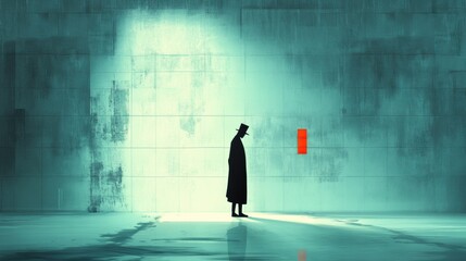 Fototapeta premium Mysterious figure in urban minimalist setting
