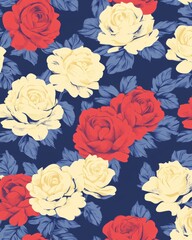Using Stock technology, a hand-drawn pattern of roses is tileable on wallpaper