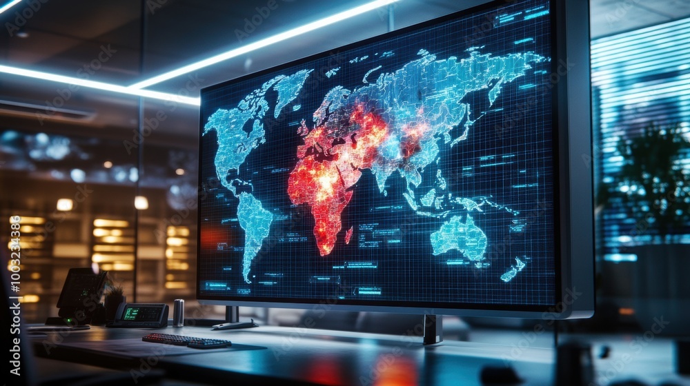Poster global data visualization on modern display screen