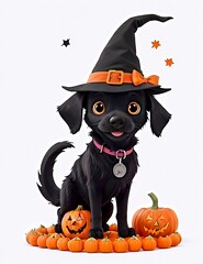 halloween dog and pumpkin