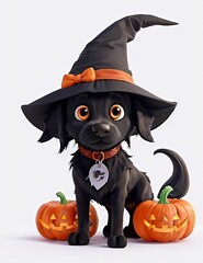halloween dog with pumpkin
