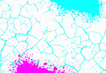 Cracks in the ground neon on a white background
