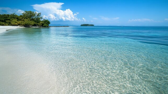 A beach with sand and a blue sky HD 8K wallpaper