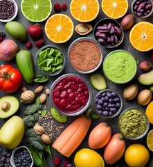 fruits and vegetables on a table