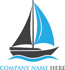 sail boat in a river logo