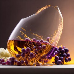 glass of wine with grapes