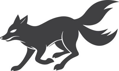 an angry fox running logo silhouette
