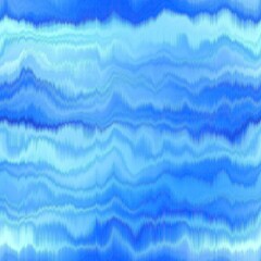 Fototapeta premium Modern summer striped blur wash seamless pattern background for trendy beach wear and coastal living designs. Repeatable alcohol ink bleed effect in blue white indigo colors