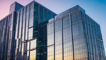 modern office building in sunset