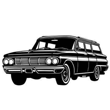 recommend clip art: Classic car , vintage station wagon car 