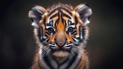 Obraz premium This cute baby tiger wallpaper image background was generated using stock