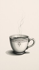 One-line illustration depicting a simple cup of coffee