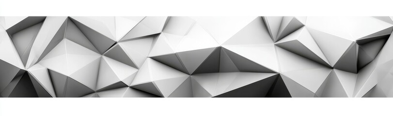 Wide panoramic polygonal wallpaper with 3D render, abstract black crystal background, faceted texture, macro panorama