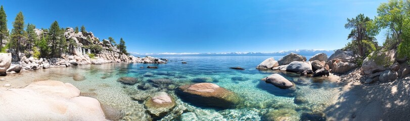 Fototapeta premium A landscape scene of the Californian mountains surrounding Lake Tahoe