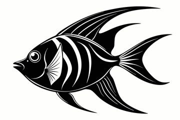 Angelfish vector silhouette black color illustration