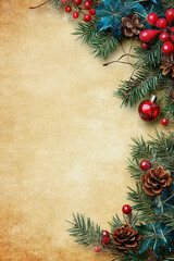 Vertical Christmas vintage Background. New Year's composition in retro style with place for text.