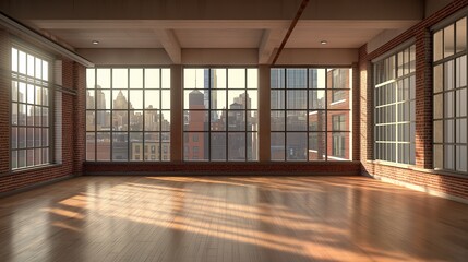 Fototapeta premium empty office space with window view, daylight. modern architecture concept