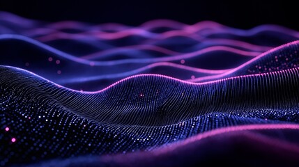 rendering of black wavy waves. futuristic background. technology concept