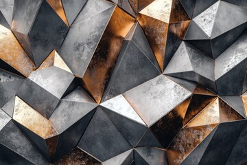 Abstract triangular mosaic tile wallpaper, yellow and black squares, triangle rectangle illustration