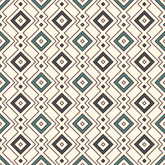 Ethnic, tribal seamless surface pattern. Repeated diamonds and rhombuses motif. Folk background. Folkloric wallpaper. Geometric ornament. Geo digital paper, textile print. Vector art