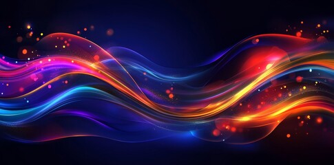 Obraz premium Pink blue glowing neon lines and bokeh lights on an abstract background. Digital wallpaper, Stocke