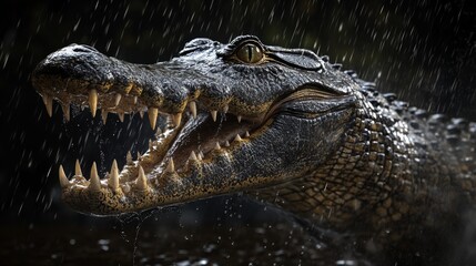 Obraz premium Stock photography image of a crocodile's head in HD 8K