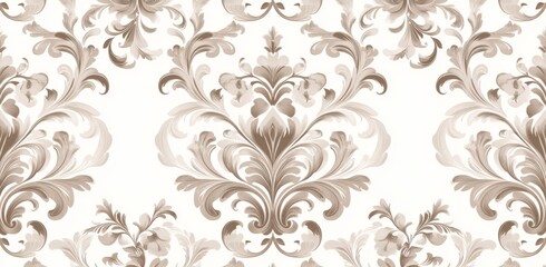 Fototapeta premium Golden damask seamless pattern for presentations and decks, canvas for text-based compositions: ads, books covers, digital interfaces, print templates