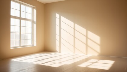 Sunlight Streaming Through Window with Shadow Effects on Wall