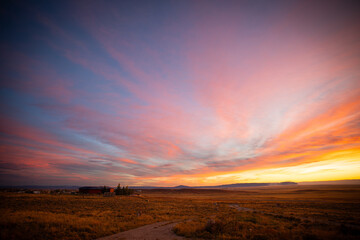 Obraz premium Pink blue sunset in Wyoming 