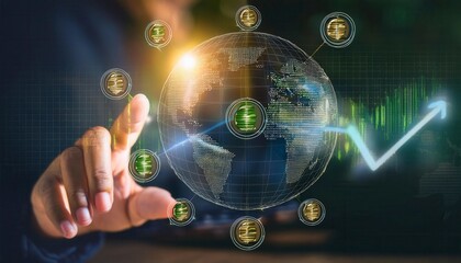 hand pushing a button on a touch screen interface. Generated image