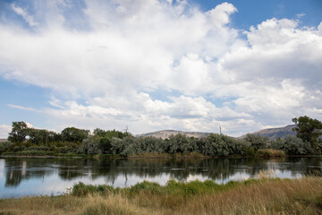 Wild West USA river and trees landscape 