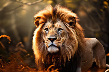 Fototapeta premium A majestic lion wild animal.