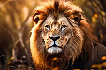 Fototapeta premium A majestic lion wild animal.