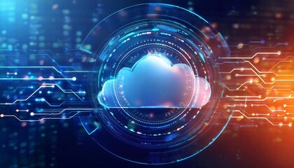 Fototapeta premium Cloud Computing Data Center Multi Cloud Hybrid Cloud Information Storage. Generated image
