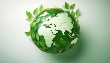 Eco friendly globe icon made of leaves. Generated image