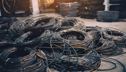 Pile of Wires in the warehouse. Generated image