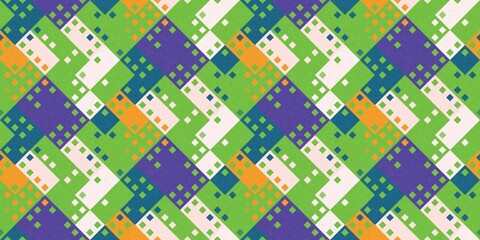 Simple glitch geometric seamless abstract banner with playful woven summer color. Bright whimsical gender neutral border bold irregular shape textile cotton effect edging.