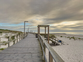 Seascape of Torreira beach during the sunset, Murtosa - Aveiro, Portugal