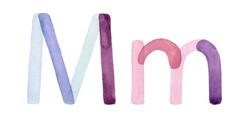 Handcrafted watercolor illustration of uppercase 