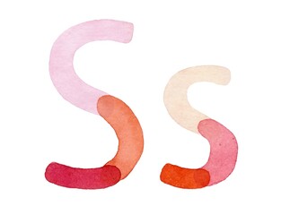 Handcrafted watercolor illustration of uppercase 