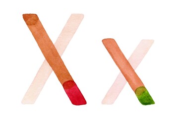 Handcrafted watercolor illustration of uppercase 