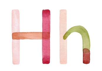 Handcrafted watercolor illustration of uppercase 