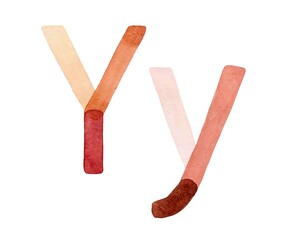 Handcrafted watercolor illustration of uppercase 