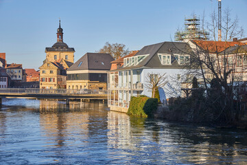 Fototapeta premium Beautiful view of the famous old town hall of Bamberg, Bavaria Germany.