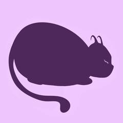 Purple cat on pink background 